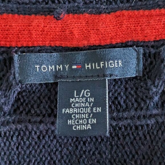 Tommy Hilfiger Knit Vest Navy Blue Cotton Long Shrug Sleeveless Size Large - Picture 3 of 15